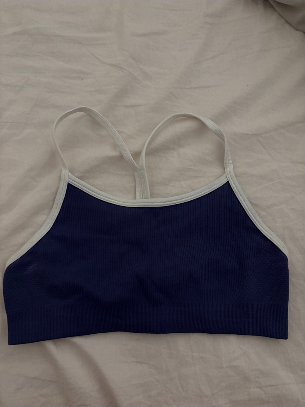 Girls dark purple Seamless Bralette with White Trim